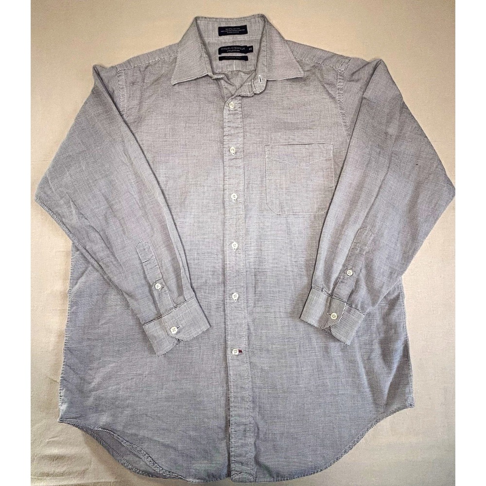 Daniel Cremieux Richard Cotton Gray Striped Dress Shirt 16 33 Long Sleeve. 0034